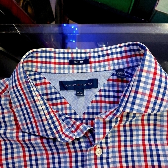 Tommy Hilfiger Other - Tommy Hilfiger Slim Fit Cross Striped Red White Blue 16.5 - 34 35